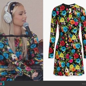 Alice and Olivia Delora Floral Long Sleeve Dress, as seen on Paris Hilton